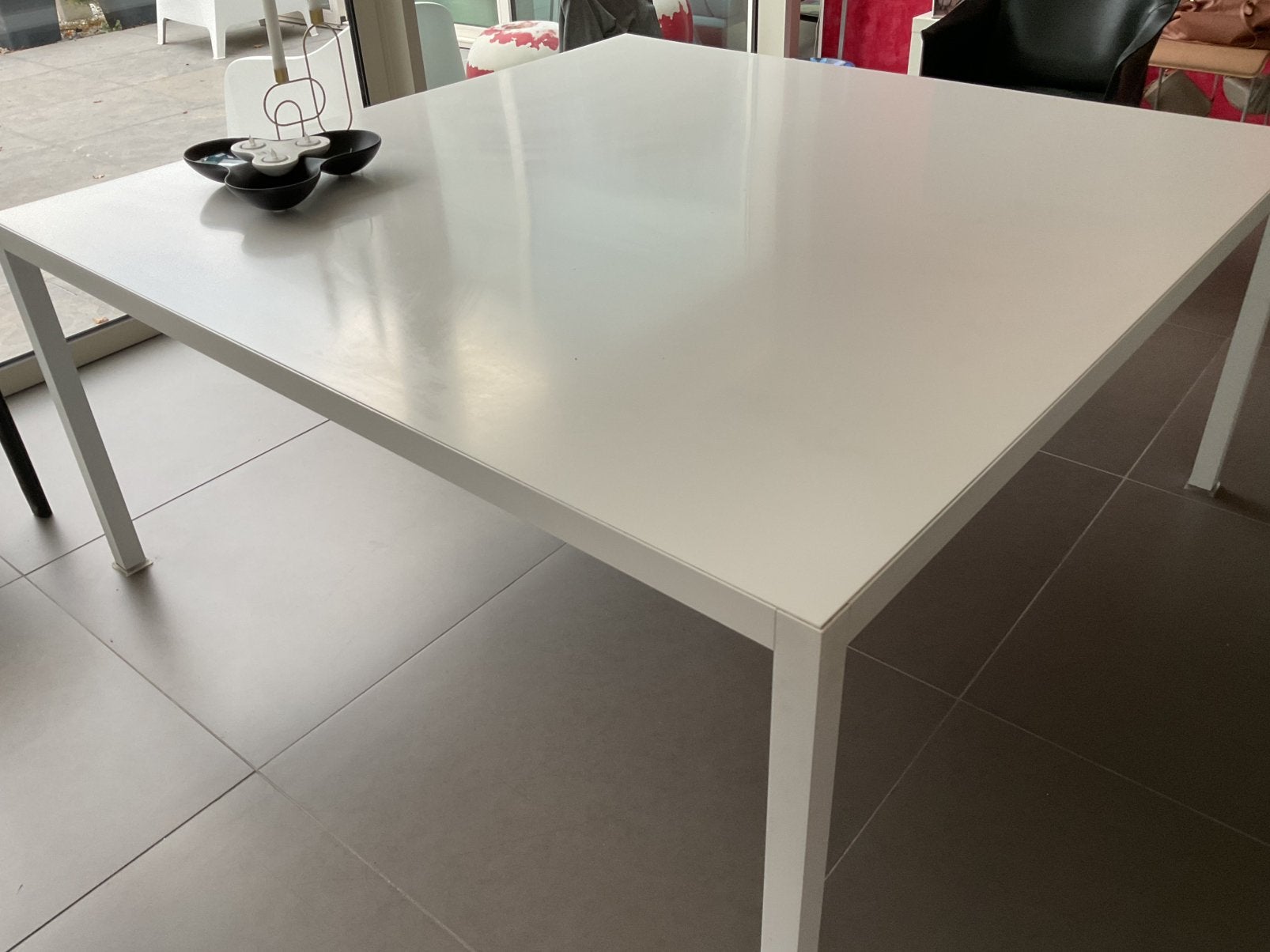 Witte moderne eettafel 1m60x1m60x0,75, Ophalen, Overige materialen, 150 tot 200 cm, Vierkant