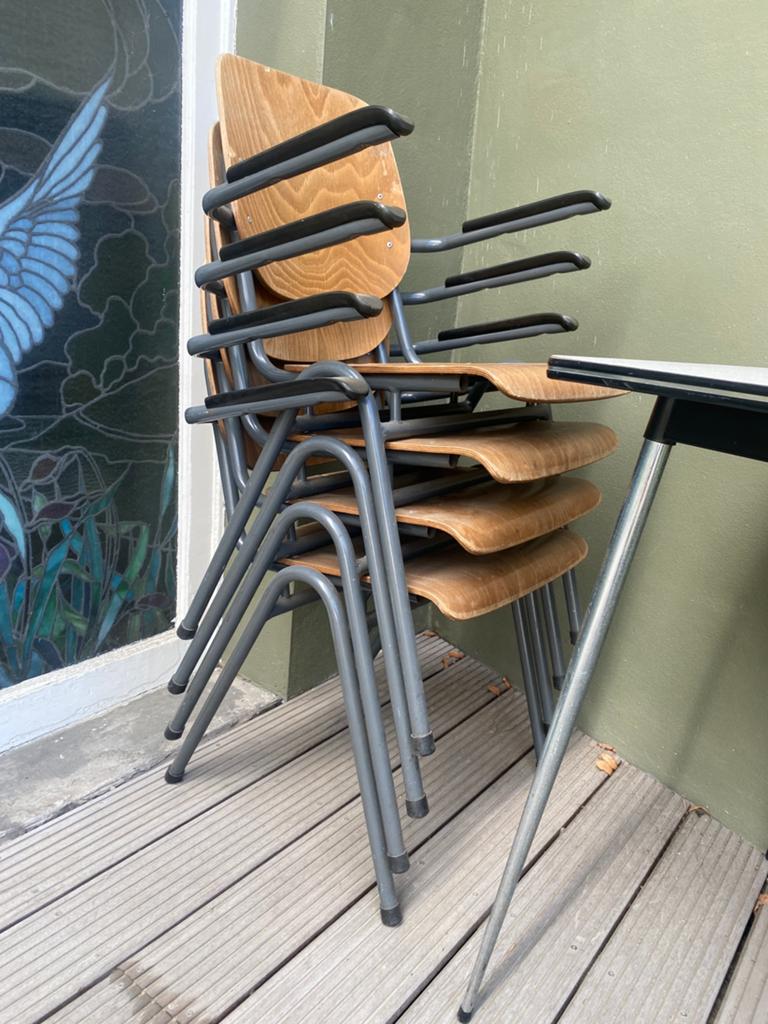 Vintage schoolstoelen met armleuning (6), Maison & Meubles, Maison & Meubles | Autre, Enlèvement, Utilisé