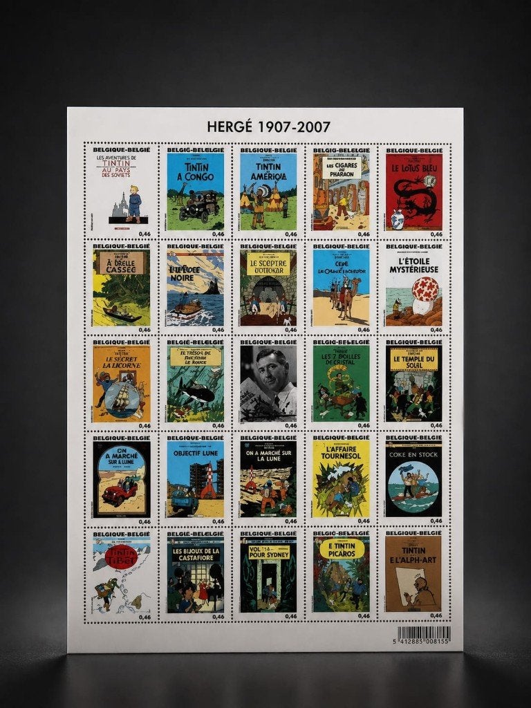 Planche de 25 timbres Hergé Tintin, Autre, Non oblitéré, Non oblitéré, Enlèvement