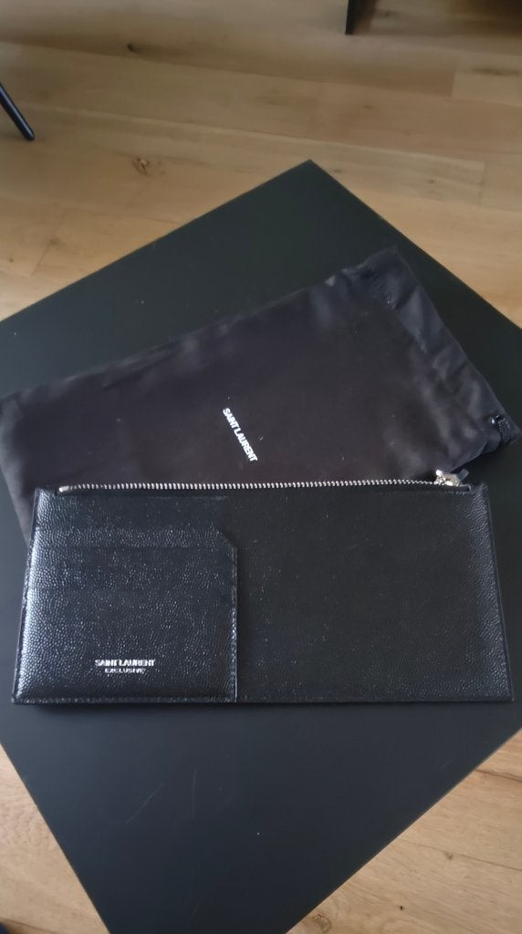 Porte-cartes en cuir noir Saint Laurent YSL authentique 100%, Handtassen en Accessoires, Zwart, Nieuw, Leder, Ophalen