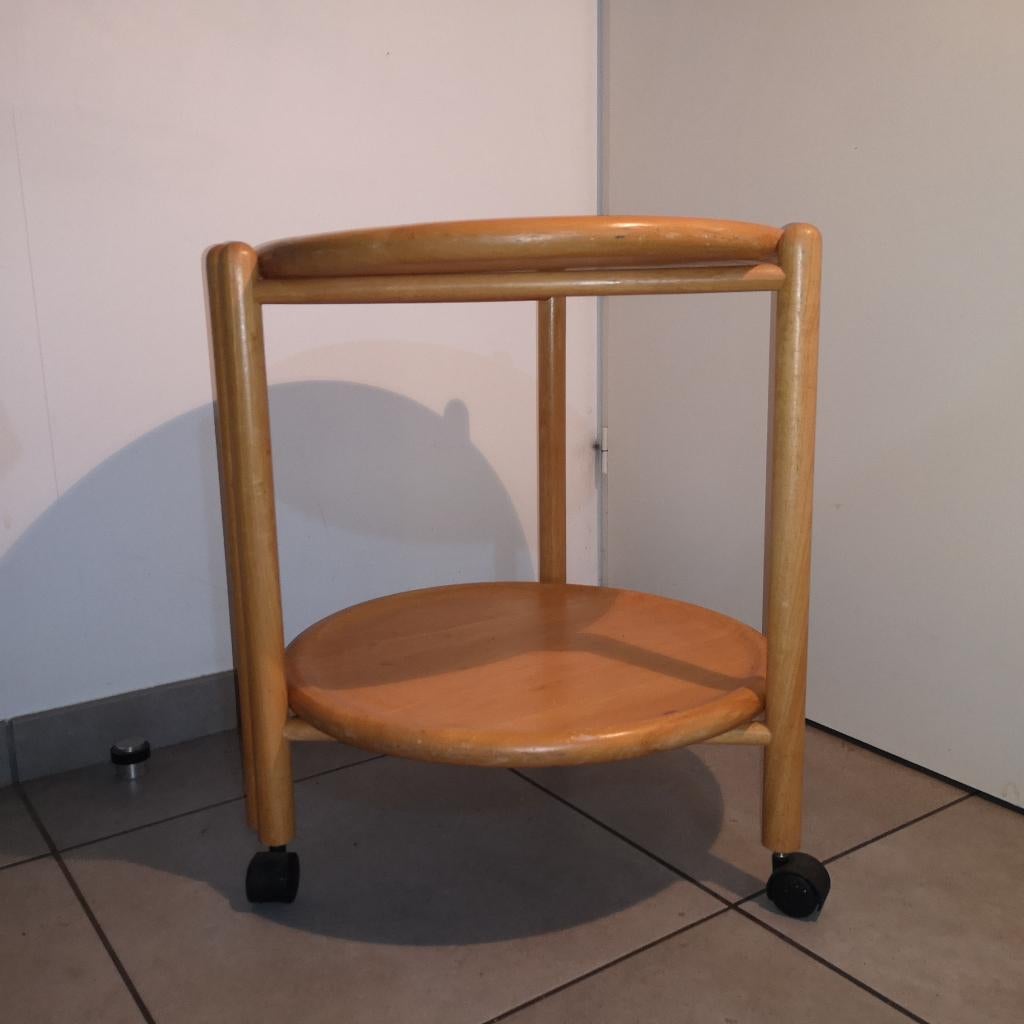 Desserte chariot bois vintage Jens Quistgaard Lazy Susan 70s, Huis en Inrichting, Tafels | Sidetables, Gebruikt, 25 tot 50 cm