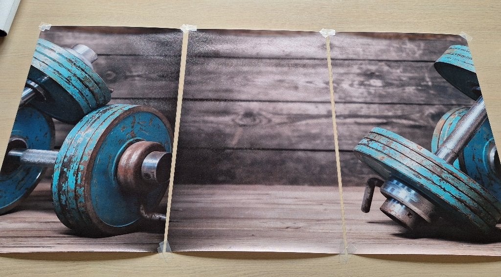 Canvas poster set 3delig gewichtheffen 40x60cm, Rectangulaire vertical, A1 jusqu'à A3, Comme neuf, Enlèvement