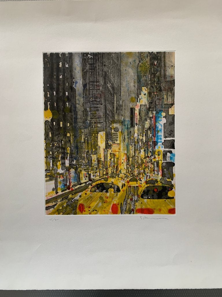 Gottfried Salzmann - New York Taxi's - litho, Numéroté, Enlèvement ou Envoi, Lithographie
