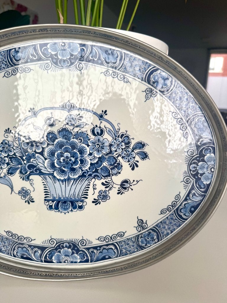 Groot vintage dienblad Delft Blauw, Kunr Ebelin, Huis en Inrichting, Ophalen of Verzenden, Dienblad