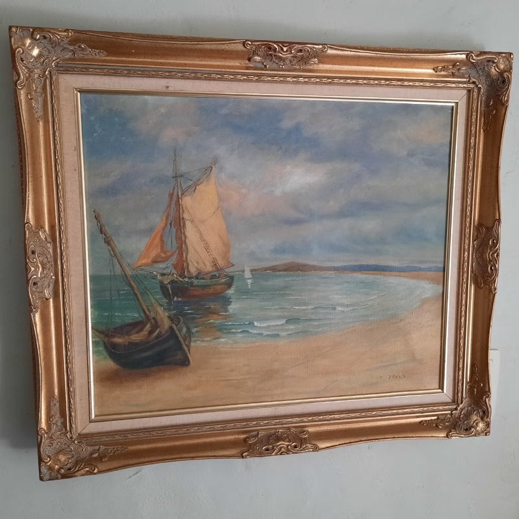 Tableau signé Huile au couteau signé C. ZAHND, Enlèvement, Maritime / eau, Signé, Peinture à l'huile