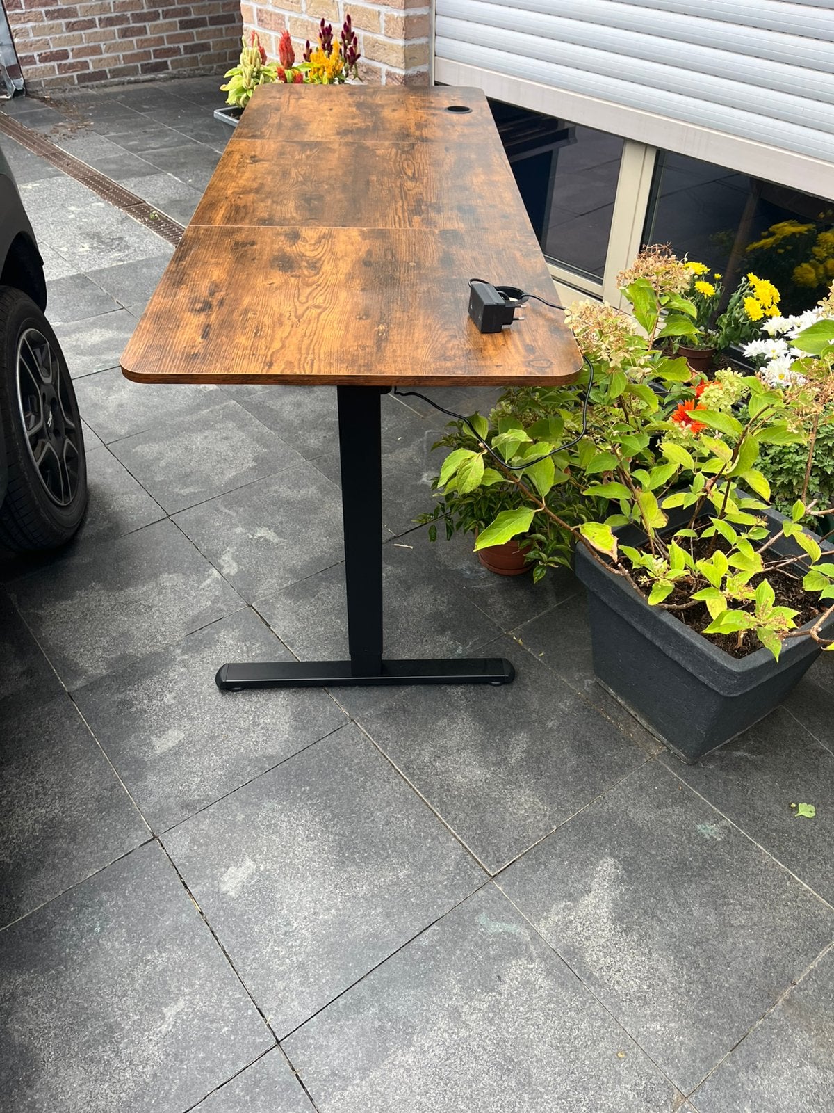 Electrische zit /sta bureau, Huis en Inrichting, Ophalen, Hout, Bruin, Zo goed als nieuw