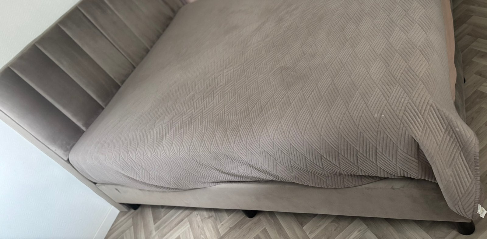 Mooie bed te koop, nog goede staat, Beige, Enlèvement, Utilisé, Deux personnes