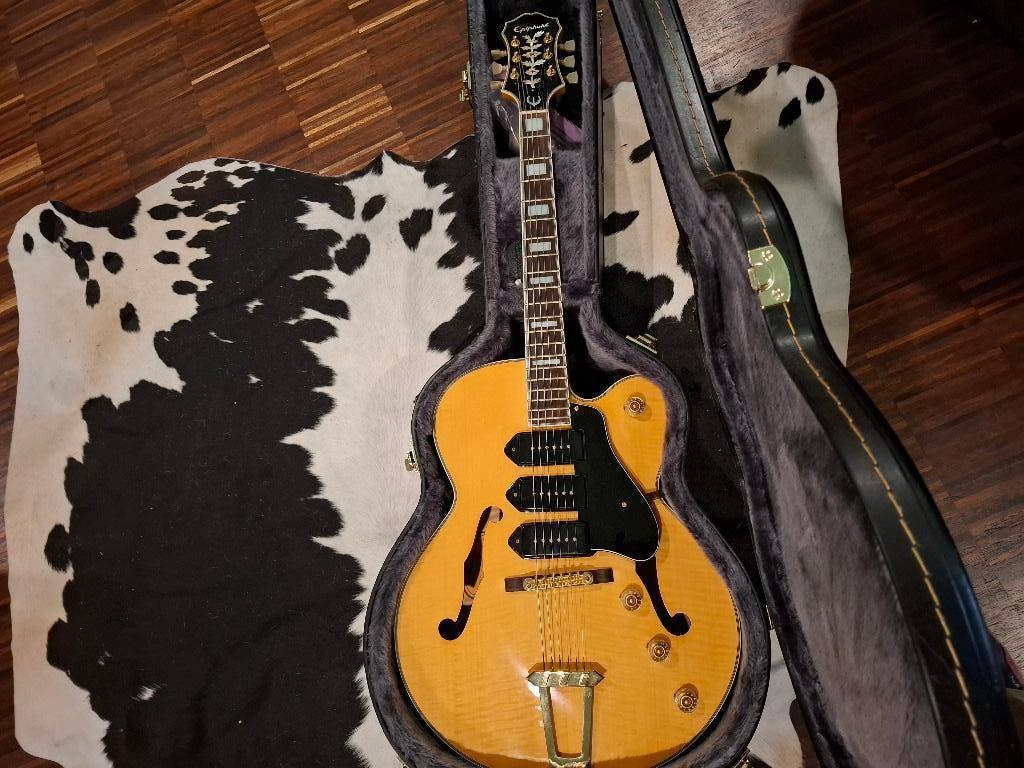 Epiphone Zephyr Blues Deluxe natural blonde, Ophalen, Zo goed als nieuw, Hollow body, Epiphone