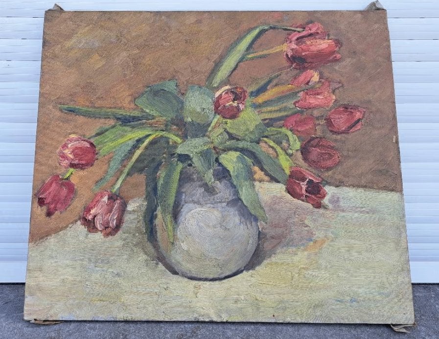 Huile sur toile fleur de jeanne paquet, Antiquités & Art, Enlèvement ou Envoi, Toile