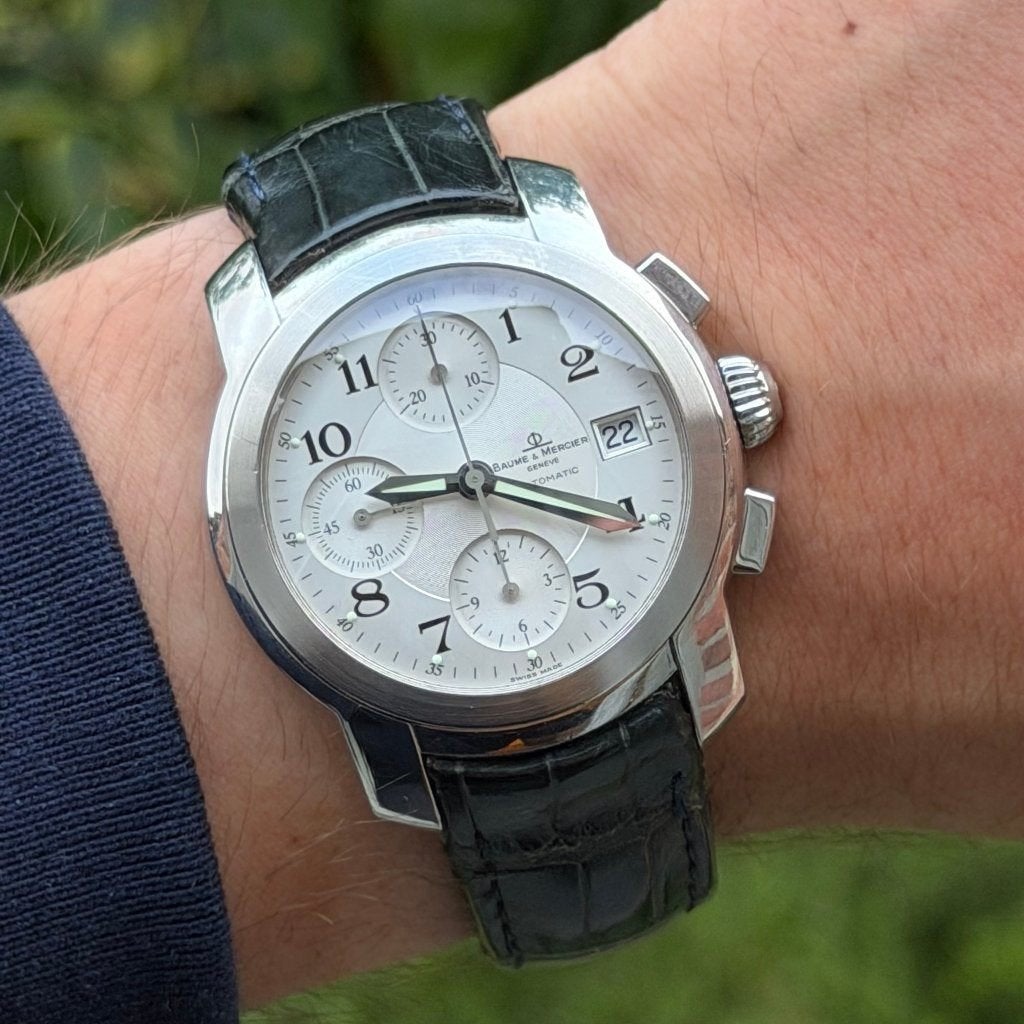 Chronographe automatique Baume & Mercier Capeland, Montre-bracelet, Enlèvement ou Envoi, Acier, 1960 ou plus tard