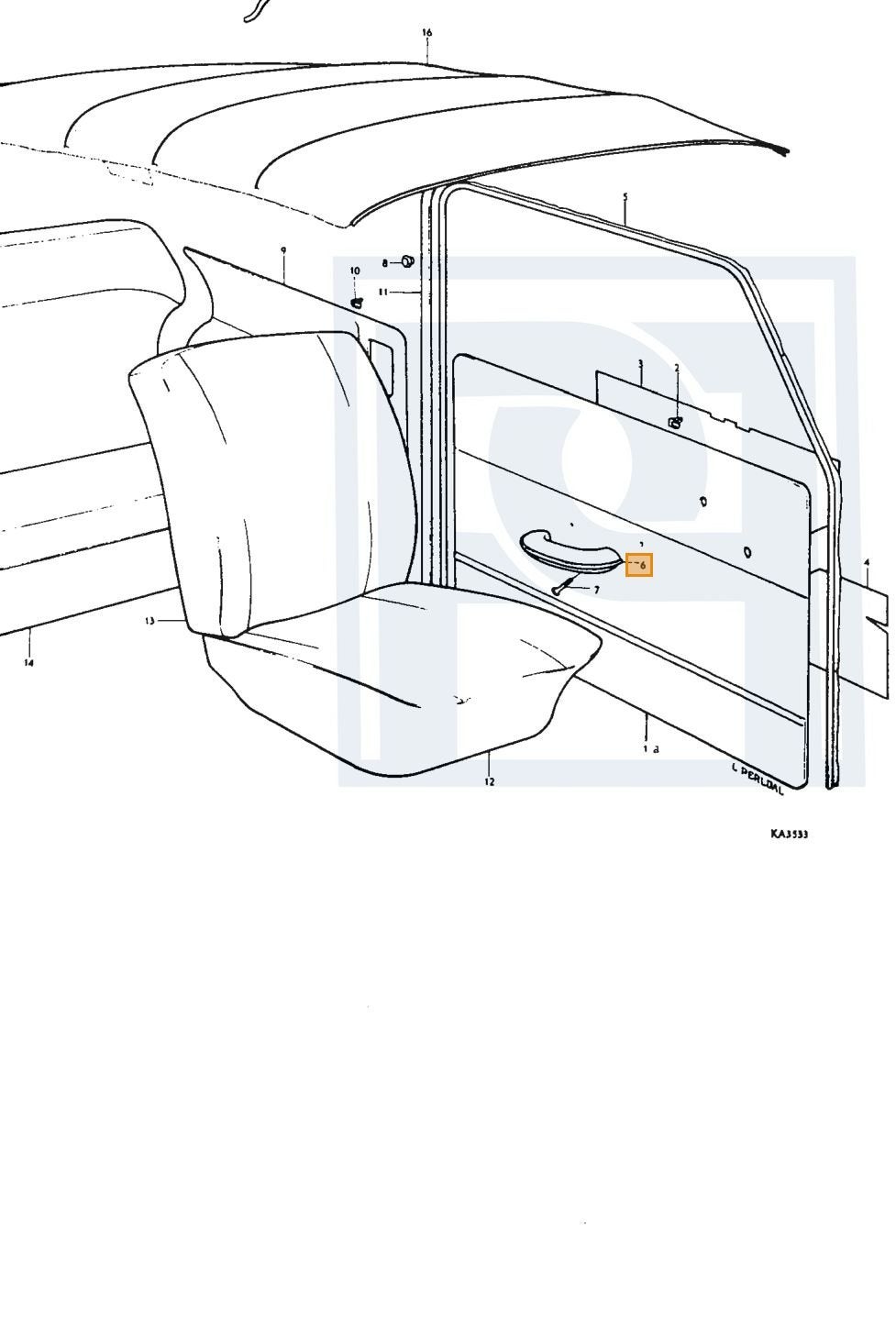 Volvo Portier handgreep binnen PV544 PV444 amazon , pv544, P, Ophalen of Verzenden, Nieuw, Deur
