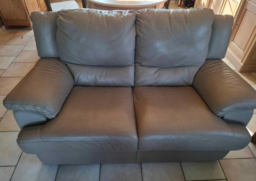 Divan cuire beige, Maison & Meubles, Canapés | Salons, Enlèvement, Utilisé, Deux personnes, Cuir