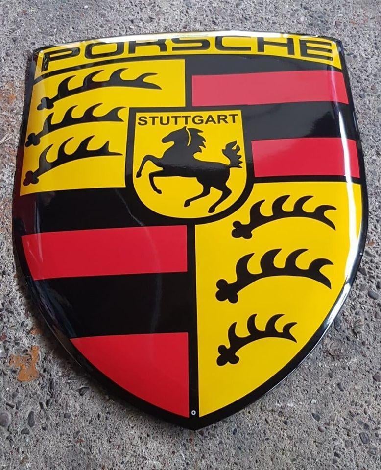 Groot Porsche logo bord XL garage mancave decoratie dealer, Verzamelen, Merken en Reclamevoorwerpen, Gebruikt, Reclamebord, Ophalen