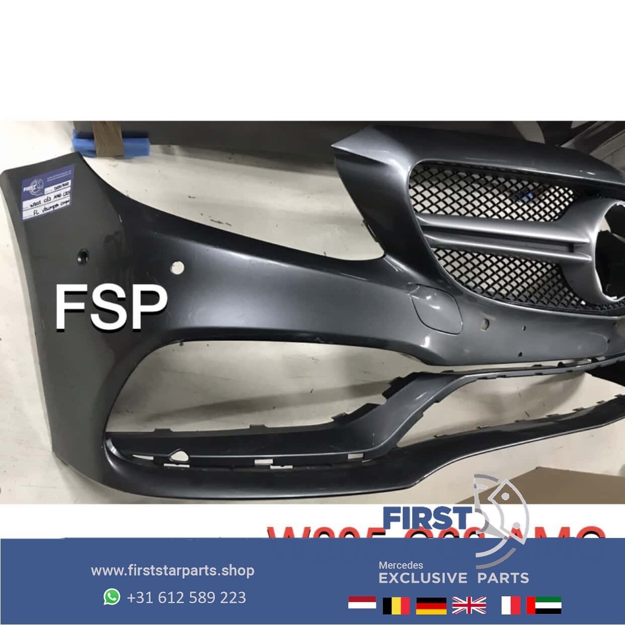 W205 C205 MERCEDES C Klasse 63 AMG VOORBUMPER + GRIL 2014-20, Gebruikt, -, Voor, Ophalen of Verzenden
