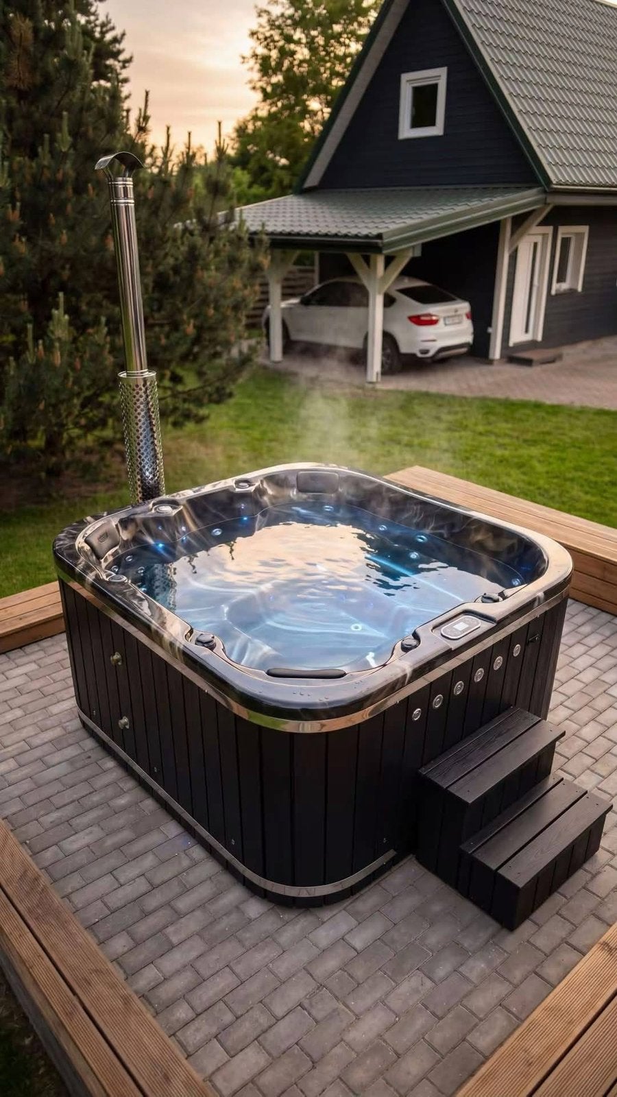 Luxe Hottub met Houtkachel | Nieuw | Vanaf €2.999, Tuin en Terras, Ophalen, Nieuw, Filter, Vast