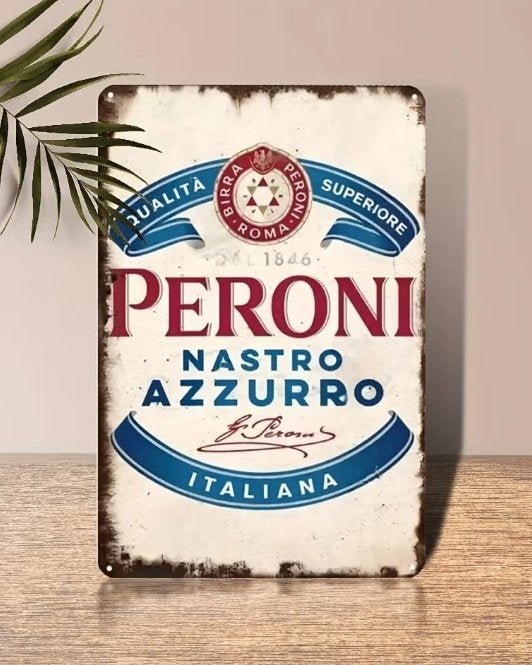 Vintage metalen bordje Peroni (30x20cm) Nieuw., Ophalen of Verzenden, Nieuw