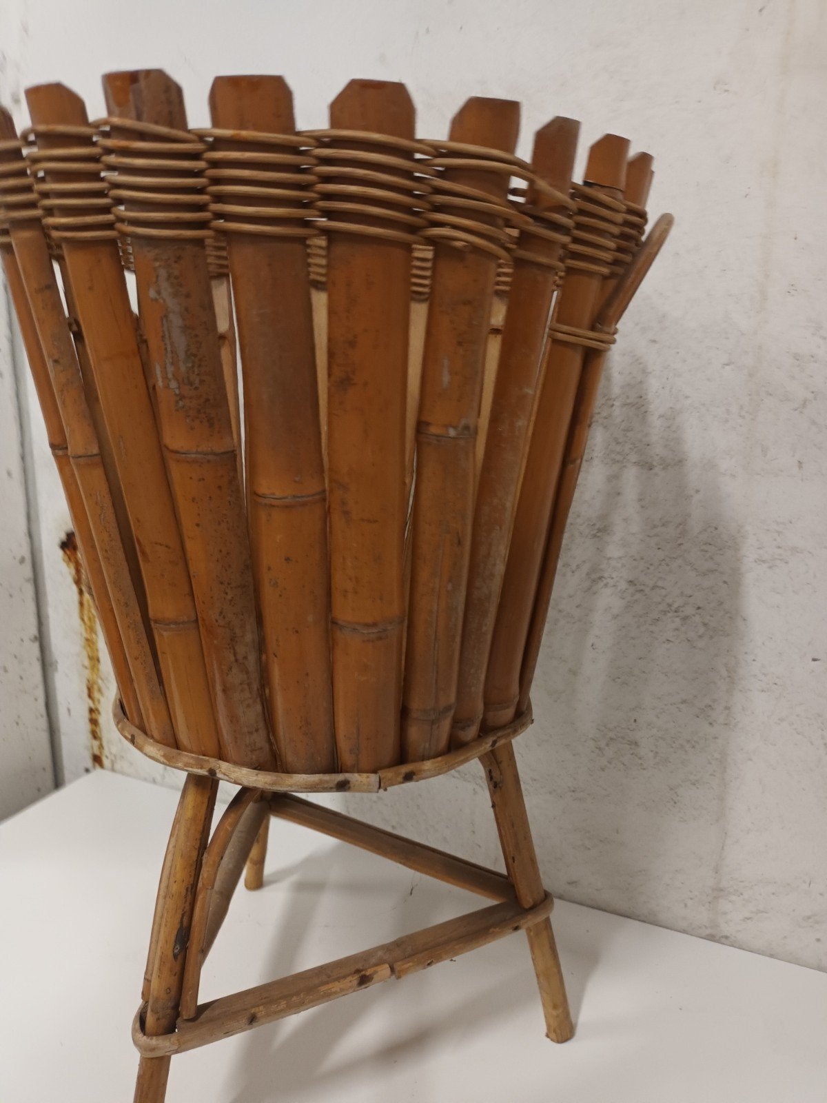 Vintage Bamboe/Rotan Plantenstandaard – Jaren '60 Boho, Ophalen, ###, ###, ###