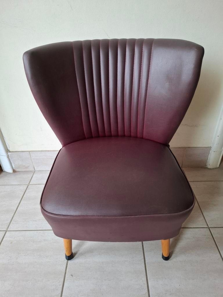 Fauteuil lounge vintage bordeaux – style rétro années 50/60, Inconnu, Inconnu, Enlèvement, Inconnu