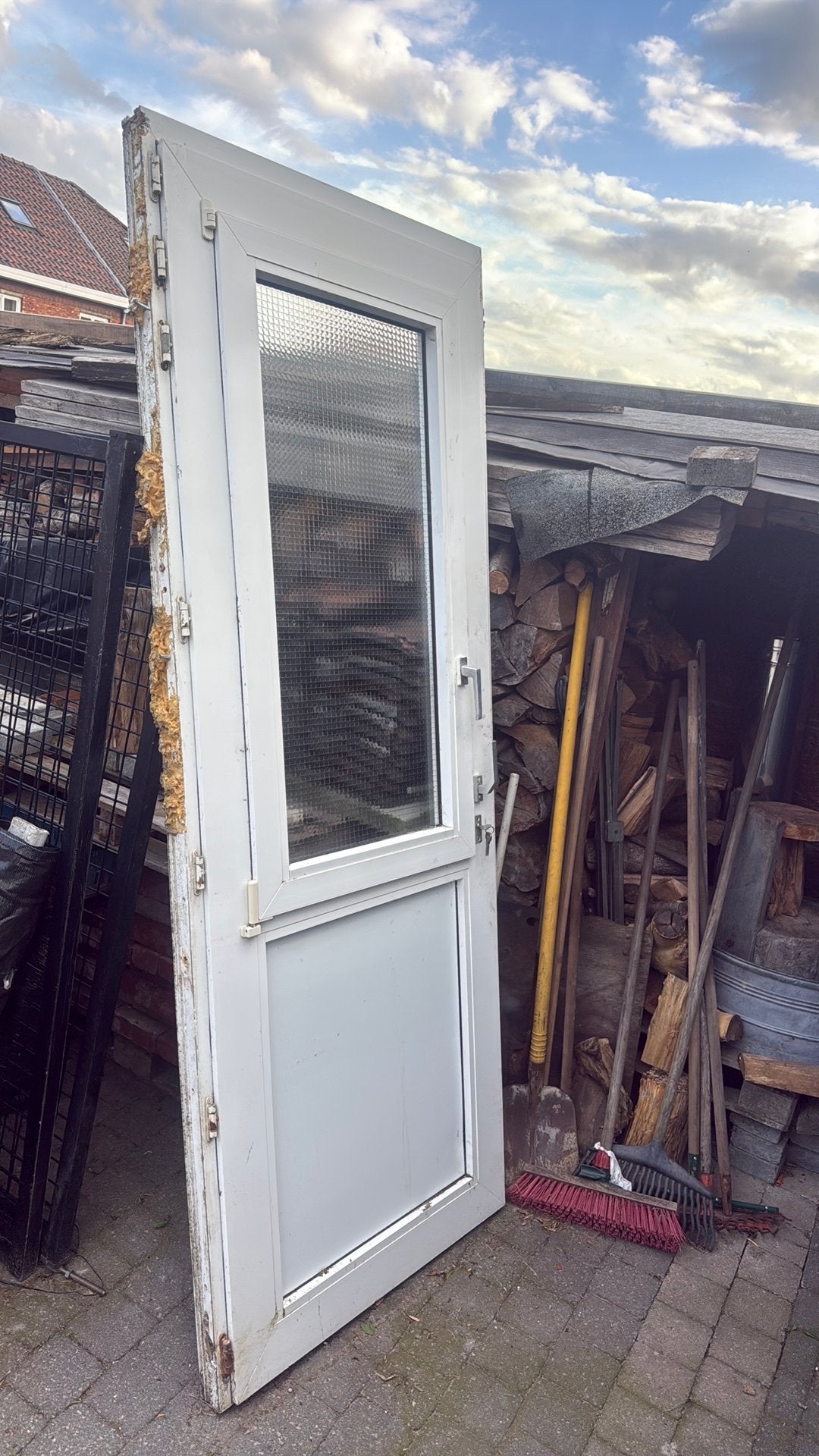 Deur met bewapend glas, Doe-het-zelf en Bouw, Raamkozijnen en Schuifdeuren, Ophalen, Zo goed als nieuw