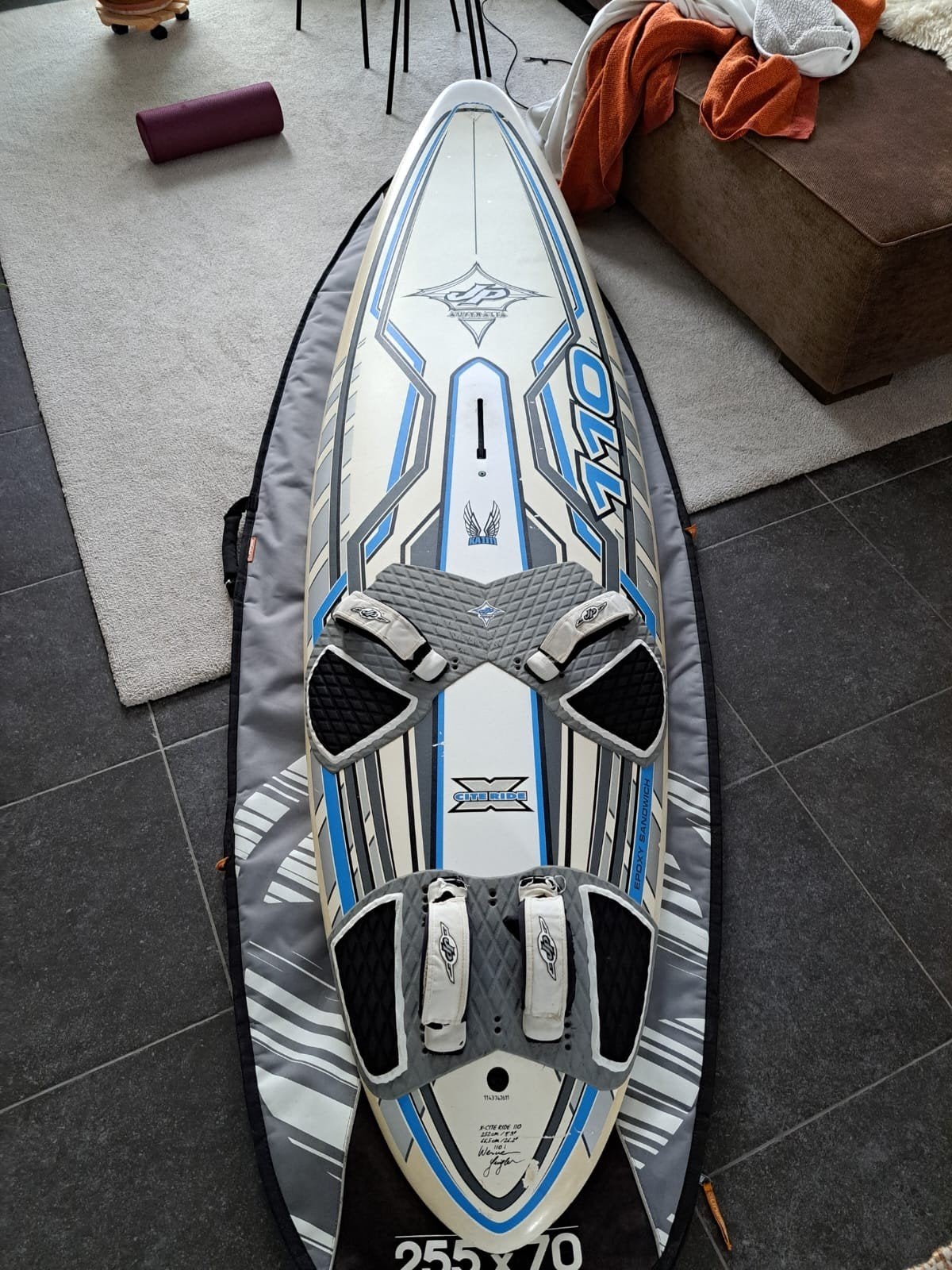 windsurfplank JP X Cite ride 110L, Ophalen, Met voetbanden, 250 tot 300 cm, Gebruikt