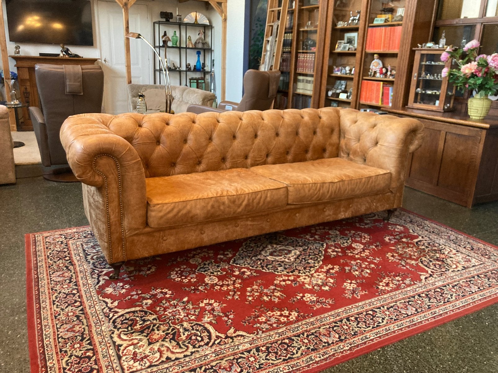 Chaise Chesterfield XL recouverte de cuir 250cm, Enlèvement