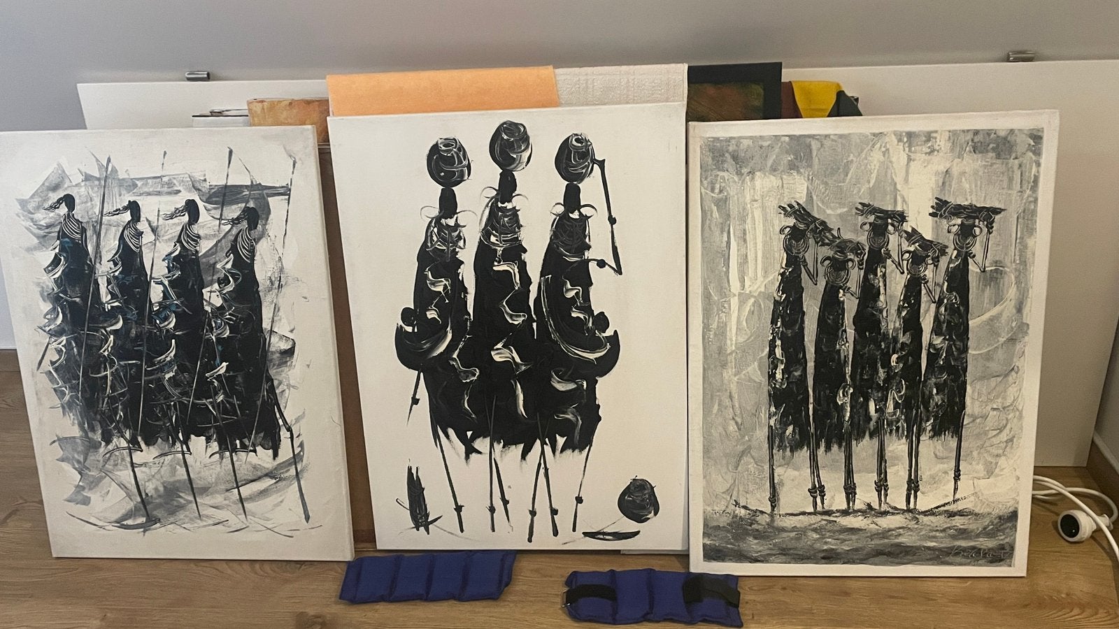 80/ 58 Moderne Afrikaanse kunstwerkjes meegebracht uit Kenia, Antiek en Kunst, Ophalen, Schilderij, Geschilderd, Overige herkomsten