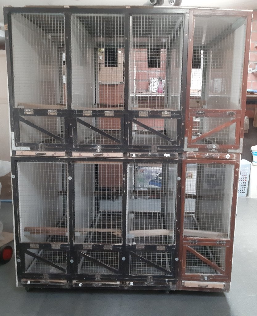 vogelkooi, Ophalen, Gebruikt, Hout, Vogelkooi