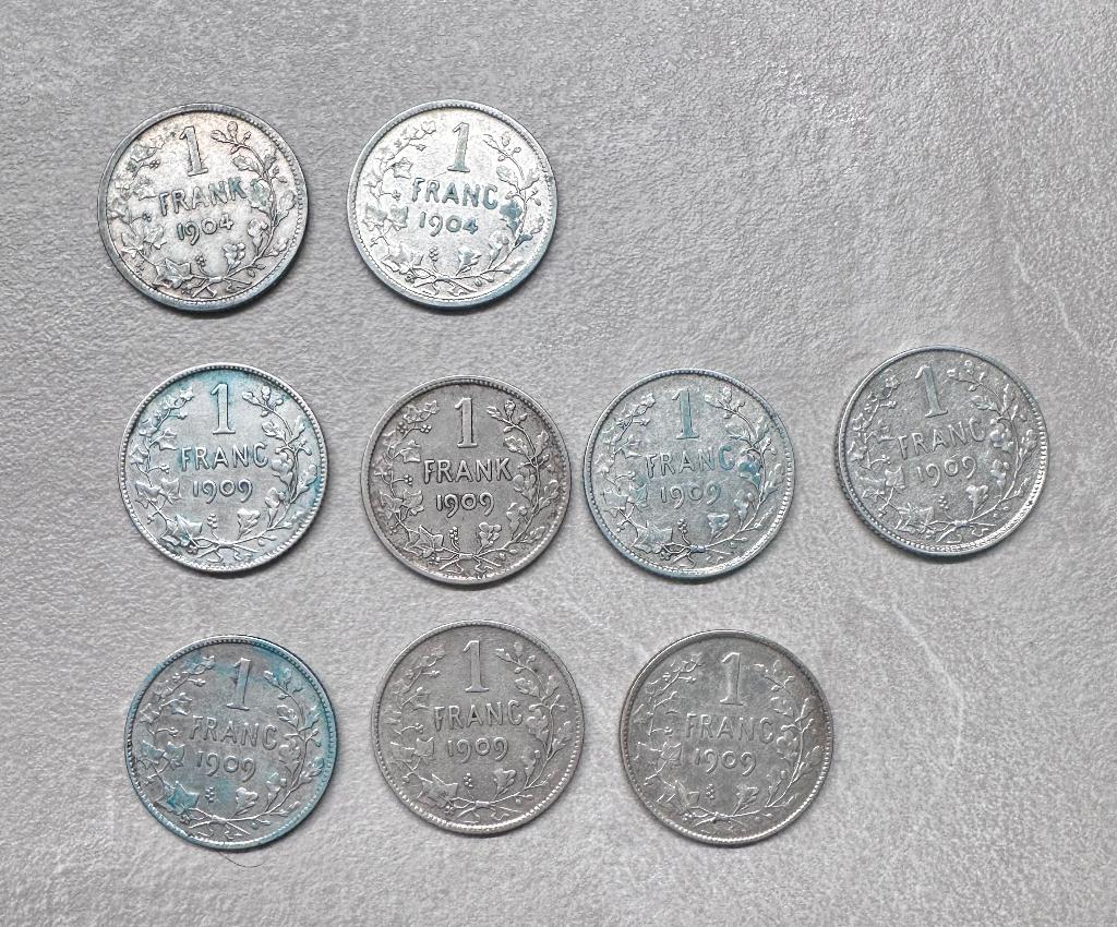Pièces de 1 franc - Léopold II, Argent, Enlèvement, Série, Argent