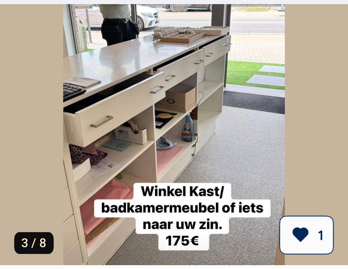 Toonbank kan eventueel ook dienen als badkamermeubel, 3 ou 4 tiroirs, Enlèvement, Utilisé, 50 à 100 cm