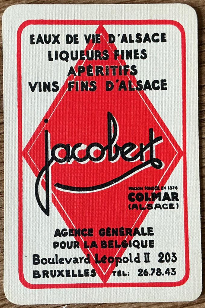 Speelkaart JACOBERT/LIQUEURS/VINS/BRUXELLES, Ophalen of Verzenden, Zo goed als nieuw, Speelkaart(en)