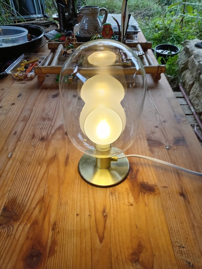Lampe à poser design vintage globe en verre transparent, Maison & Meubles, 24 cm, Verre, Source lumineuse incluse, Design