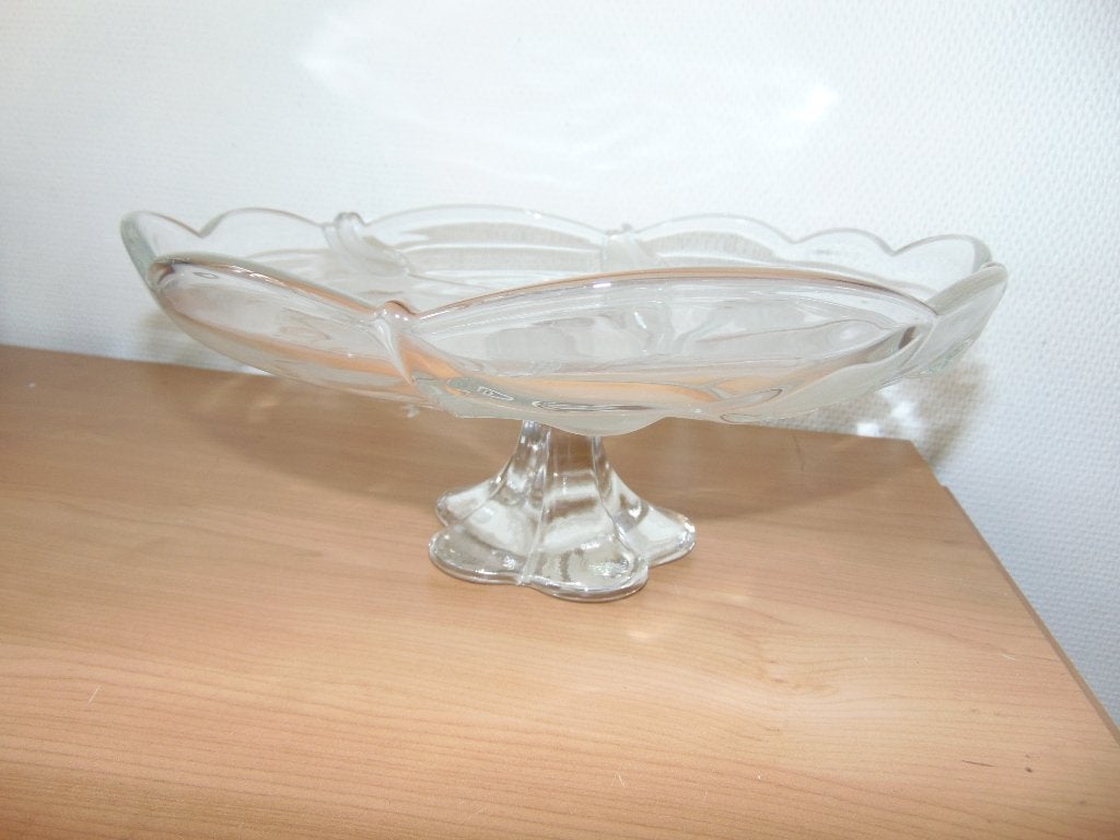 Taartschotel op voet 'tulpen', Ophalen of Verzenden, Gebruikt, Taartplateau, Glas