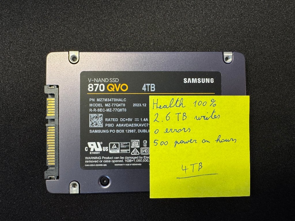 Samsung 870 QVO 4TB SATA SSD – 100% SMART, Computers en Software, Intern, Ophalen of Verzenden, Zo goed als nieuw, Samsung