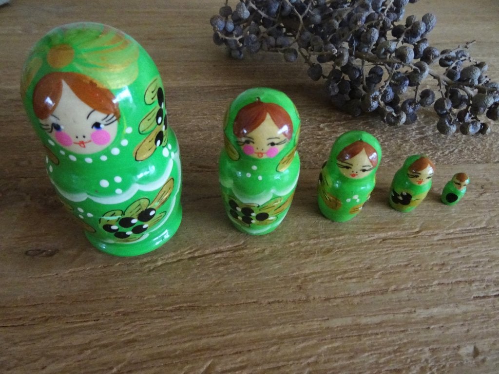 Rares: poupées russes Matriochka de Sergiev Posad 1993, Enlèvement ou Envoi, Bois, Peint, Vert
