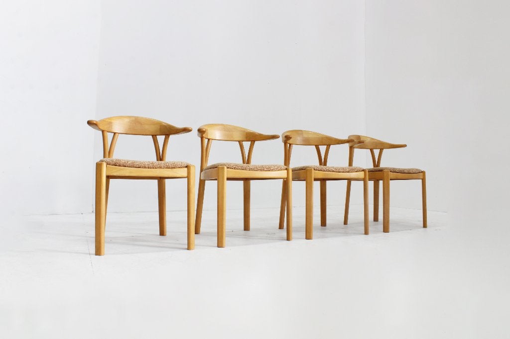 Vintage Deense eetkamer stoelen jaren 60 , set van 4, Hout, Overige kleuren, Design, Ophalen of Verzenden
