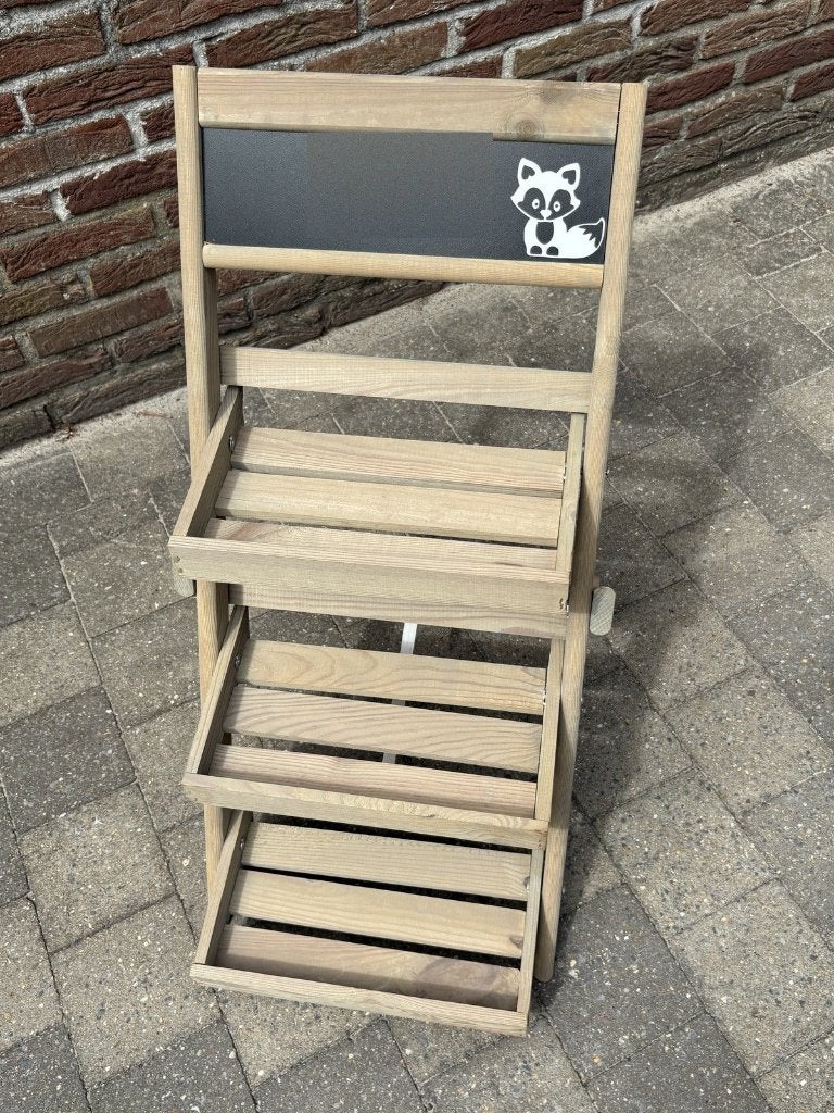 Houten inklapbaar rek met krijtbord, Enlèvement, Utilisé, Pliant