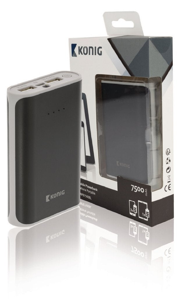Power Bank König 7500 mAh USB – Batterie externe – Noir, Enlèvement ou Envoi, Neuf, König