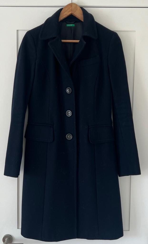 Mantel wol united colors of Benetton, Kleding | Dames, Blauw, Benetton, Ophalen of Verzenden, Zo goed als nieuw