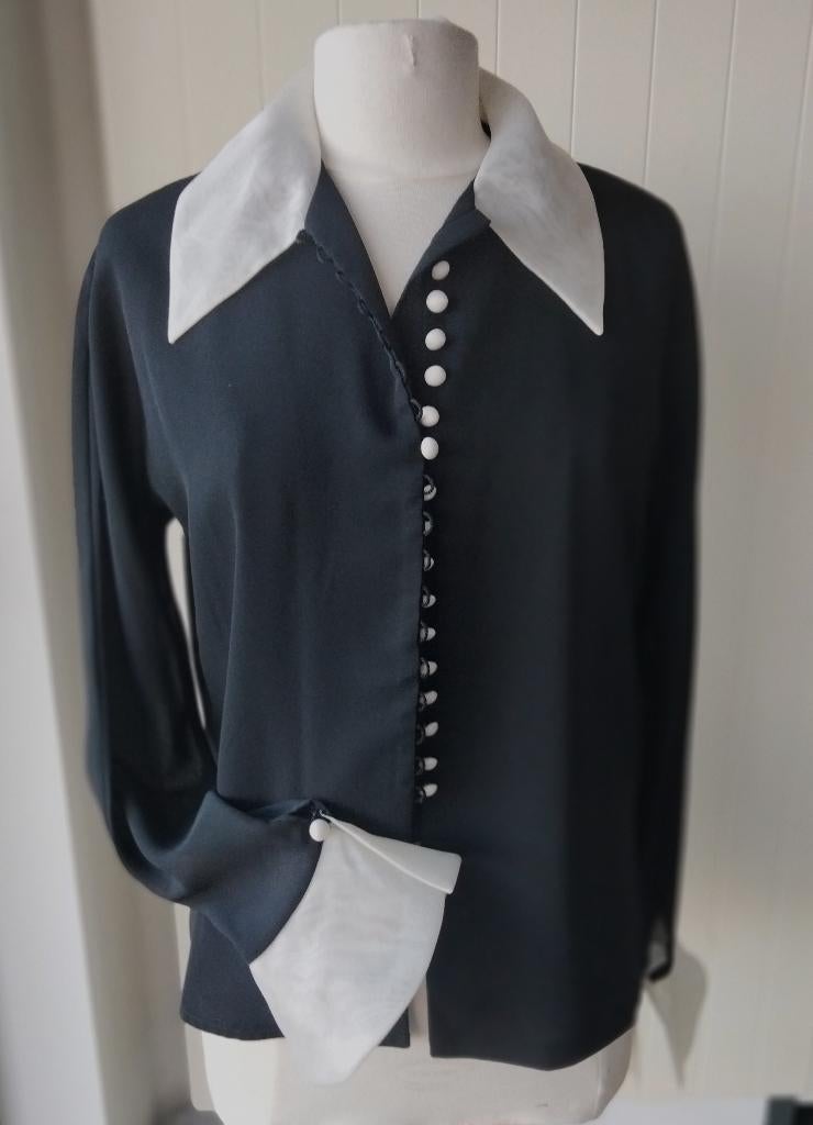 ZEER MOOIE „SYCOMORE” zwart/witte blouse, maat: 44, Zwart, Maat 42/44 (L), Ophalen of Verzenden, Zo goed als nieuw