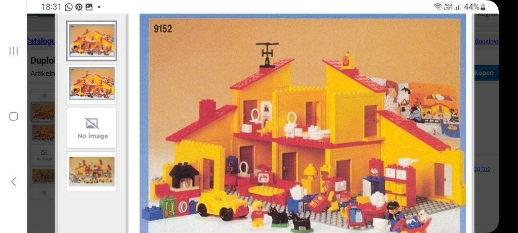 Lego duplo: Grote speelhuis 9152 uit 1988 (CI), Kinderen en Baby's, Ophalen of Verzenden, Zo goed als nieuw, Duplo