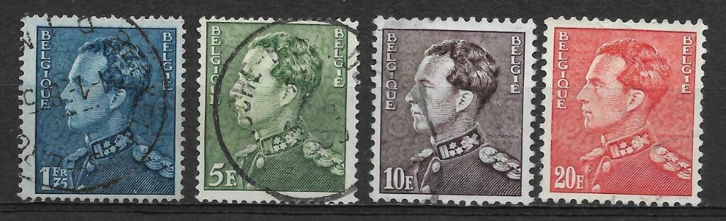 POSTZEGELS BELGIË- NR. 430-433-434-435 LEOPOLD III-POORTMAN, Oblitéré, Enlèvement ou Envoi, Affranchi, Maison royale