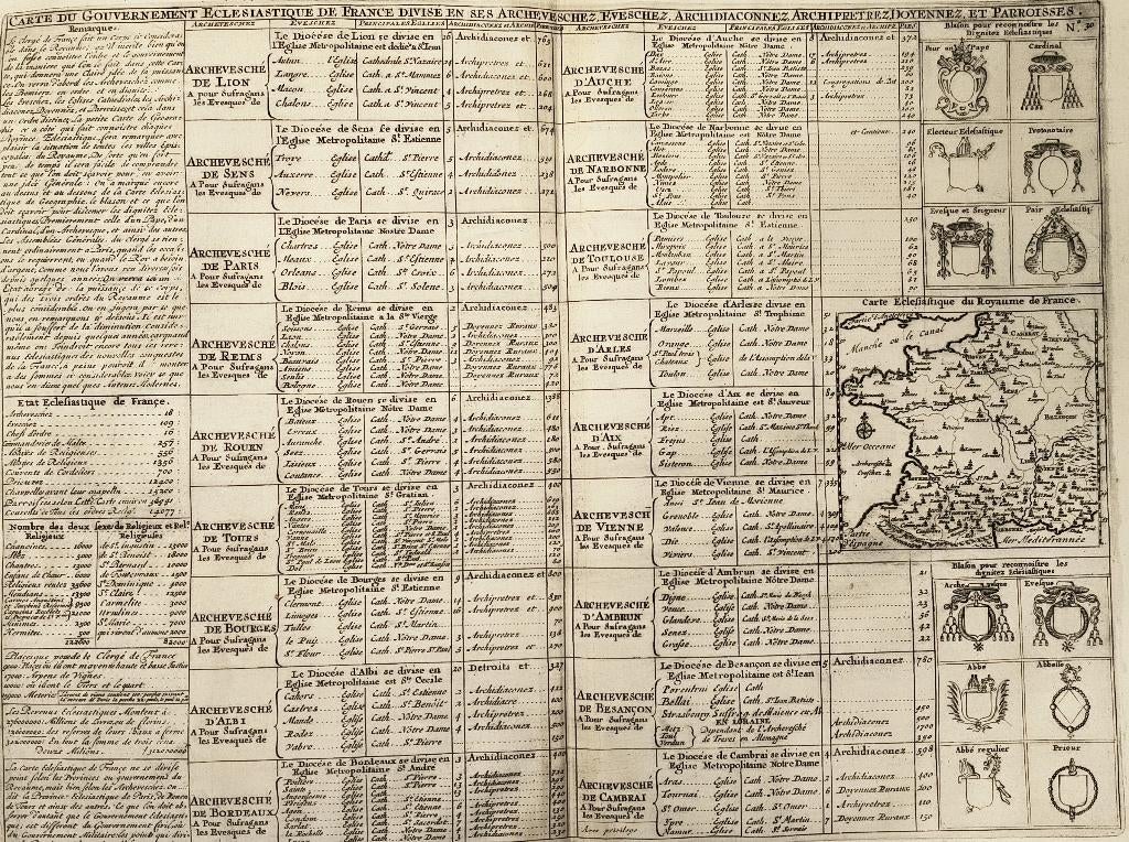 CARTE DU GOUVERNEMENT... ARCHEVÊCHEZ, EVESCHEZ..., Antiquités & Art, Enlèvement ou Envoi