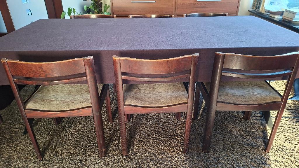 6 chaises  vintage/art déco en bois ; japandi, Brun, Enlèvement, Cinq, Six Chaises ou plus, Utilisé