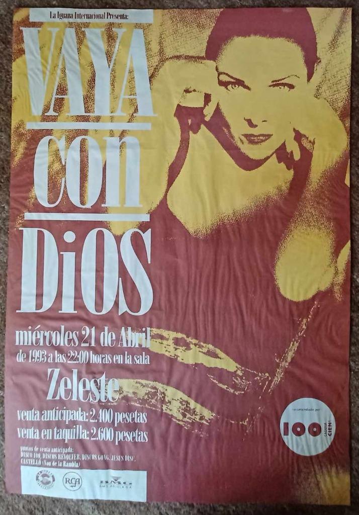 Affiche de concert de Vaya Con Dios à Barcelone 1993, Enlèvement ou Envoi, Comme neuf, Rectangulaire vertical, Musique
