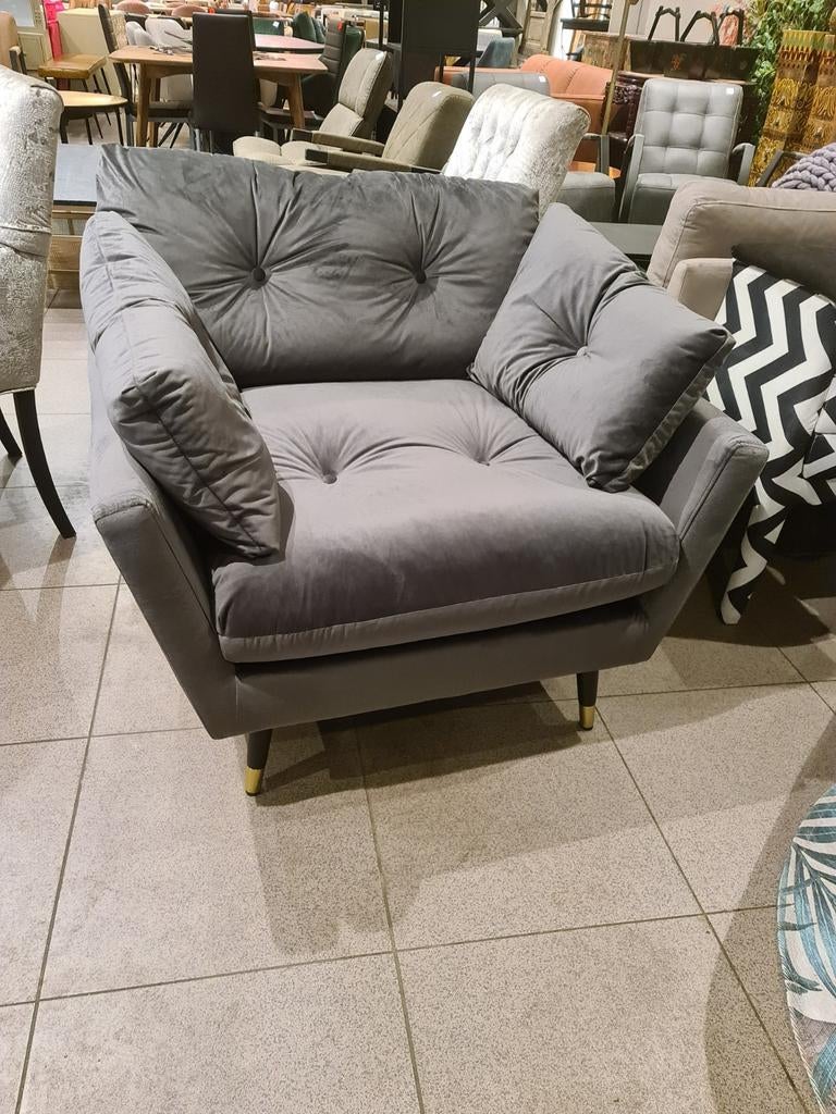 Fauteuil New Adore en velours gris 395€, Neuf, Industrieel landelijk barok brocante koloniaal boheems vintage, Gris, Enlèvement