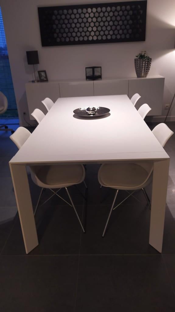 Design stoelen wit - chroom onderstel, Synthétique, Comme neuf, Enlèvement, Cinq, Six Chaises ou plus