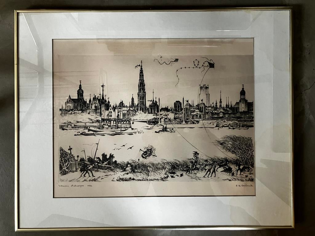 Litho René De Coninck (1907-1978) Schoon Antwerpen, Antiek en Kunst, Ophalen