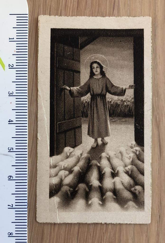 Mini-devotieprentje – goede herder - sepia, Ophalen of Verzenden, Gebruikt, Kaart of Prent, Christendom | Katholiek