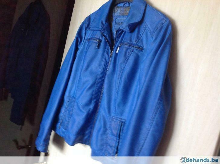 Nieuw blauw leren jasje ,maat 44, Kleding | Dames, Nieuw, Maat 46/48 (XL) of groter