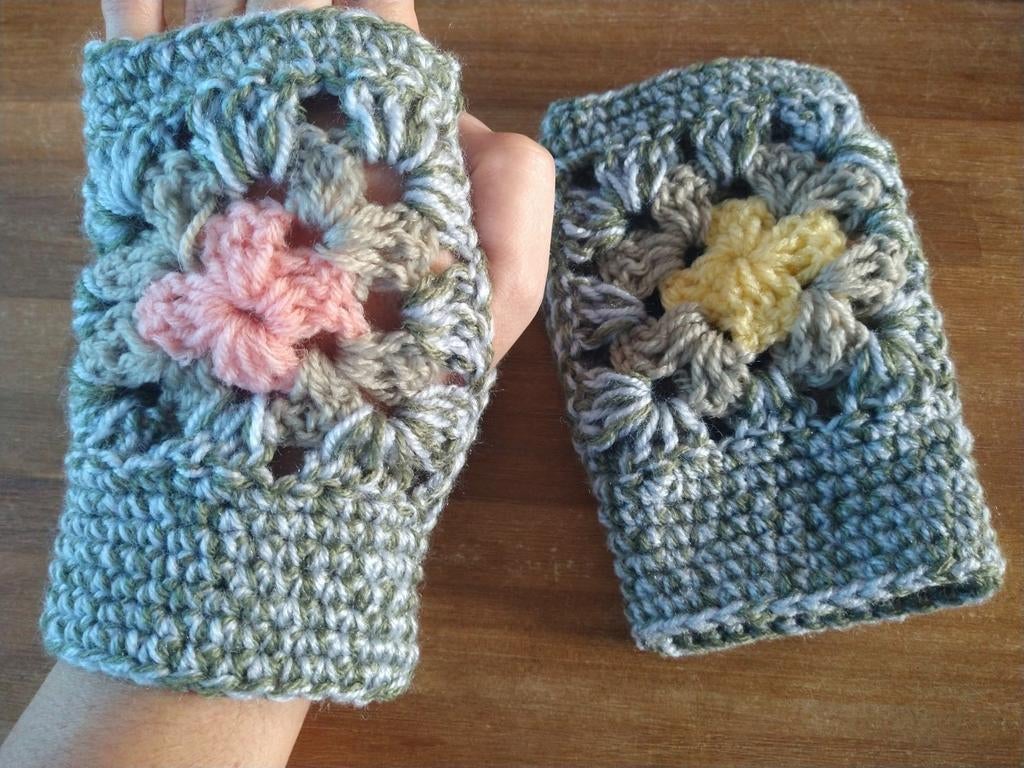 Grijs groene granny square wanten handschoenen handmade hand, Kleding | Dames, Mutsen, Sjaals en Handschoenen, Handmade, Verzenden